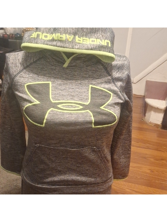 Under Armour Jackets & Blazers - Under Armour Gray Heather Hoodie with Neon Yellow Logo